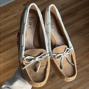 b.o.c. Two-Tone Tan and White Moccasin Loafers